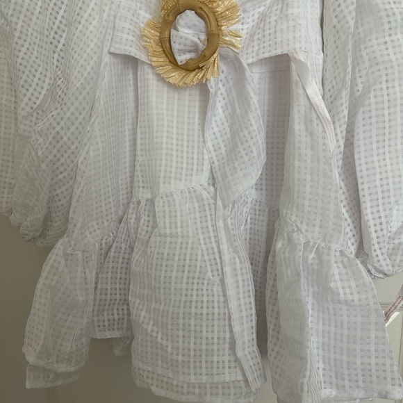 Brand new Missguided white, long sleeve, ruffled mini dress with belt - Picture 5 of 6